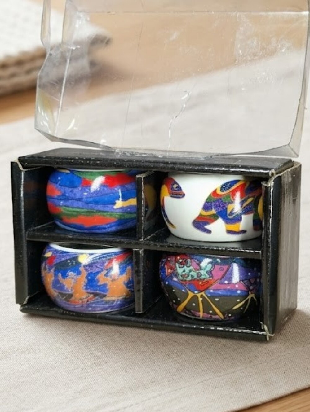 Dawn Oman Indigenous Art Napkin Rings, Folk Art Dopamine Decor Tablescape